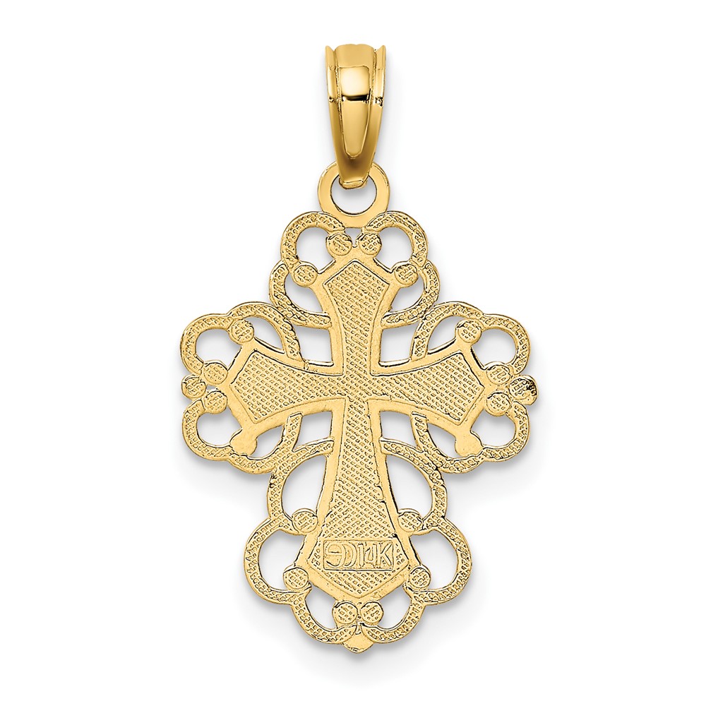 14K Beaded Lace Trim Cross Charm (K8324)