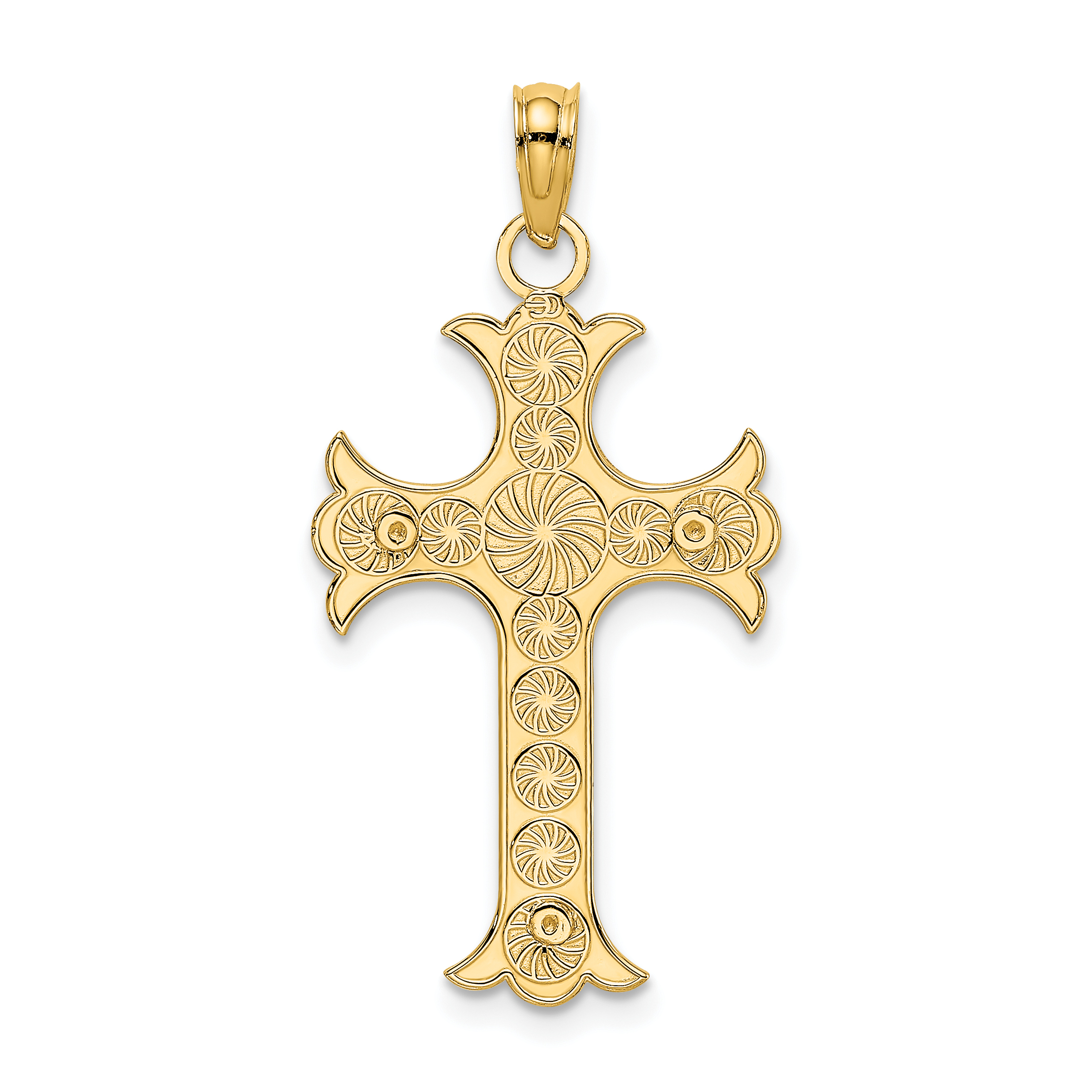 14K Double Sided Engraved Cross Charm (K8325)