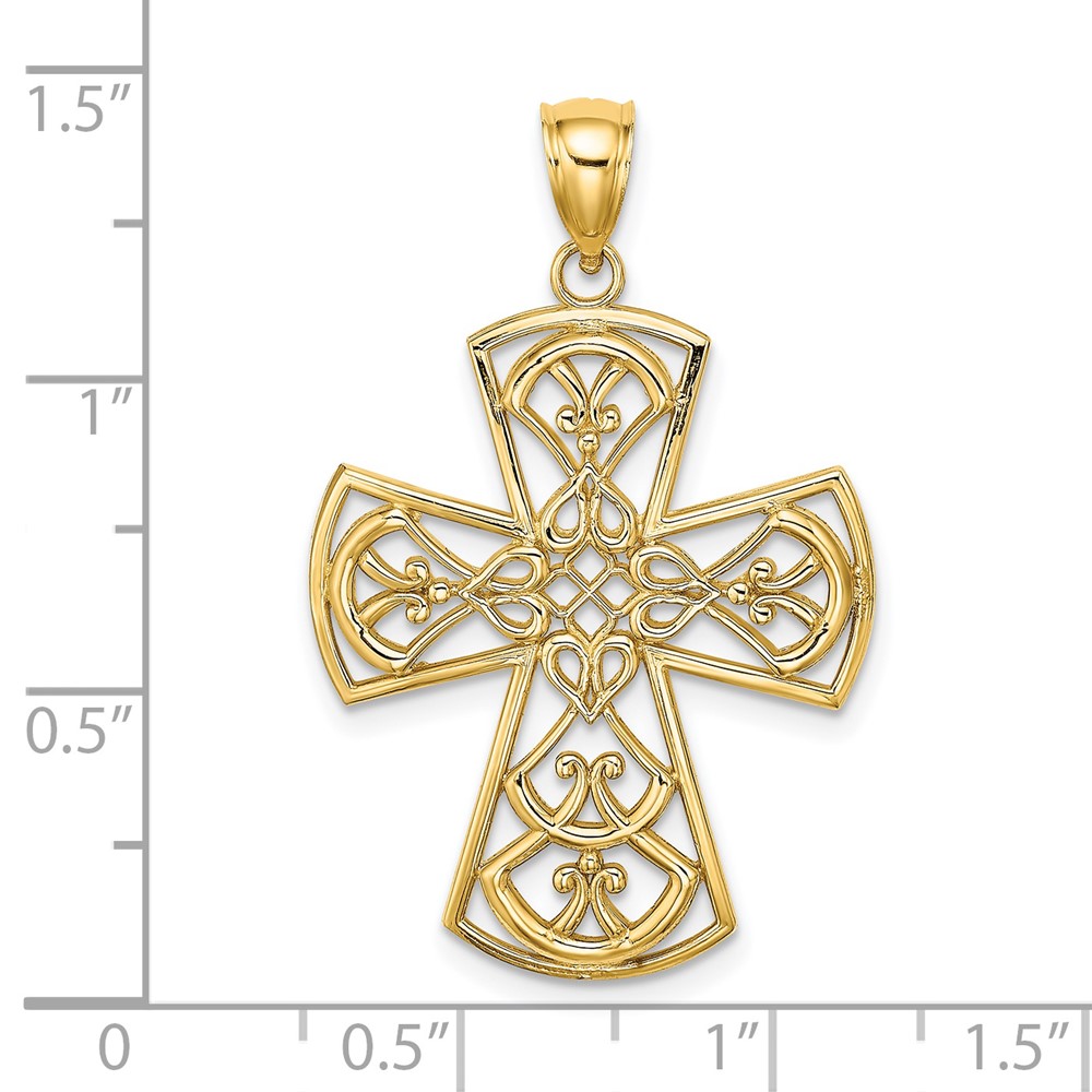 14K Yellow Gold Filigree Cross Pendant K8328 63721801585 | eBay