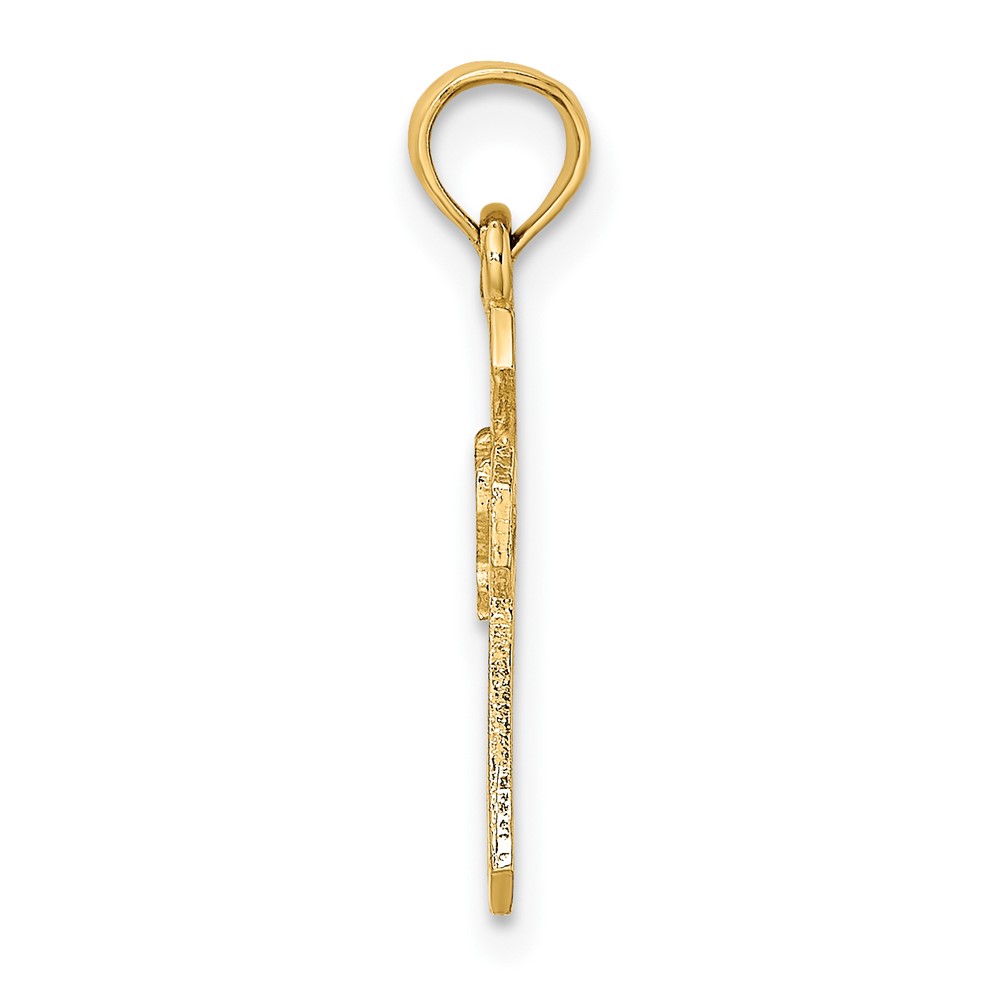 14K Cut-Out Cross w/ Dove Charm (K8329)