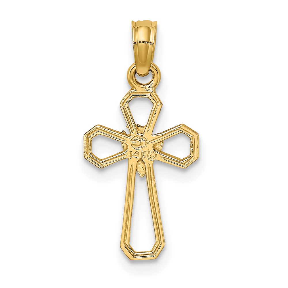 14K Cut-Out Cross w/ Dove Charm (K8329)