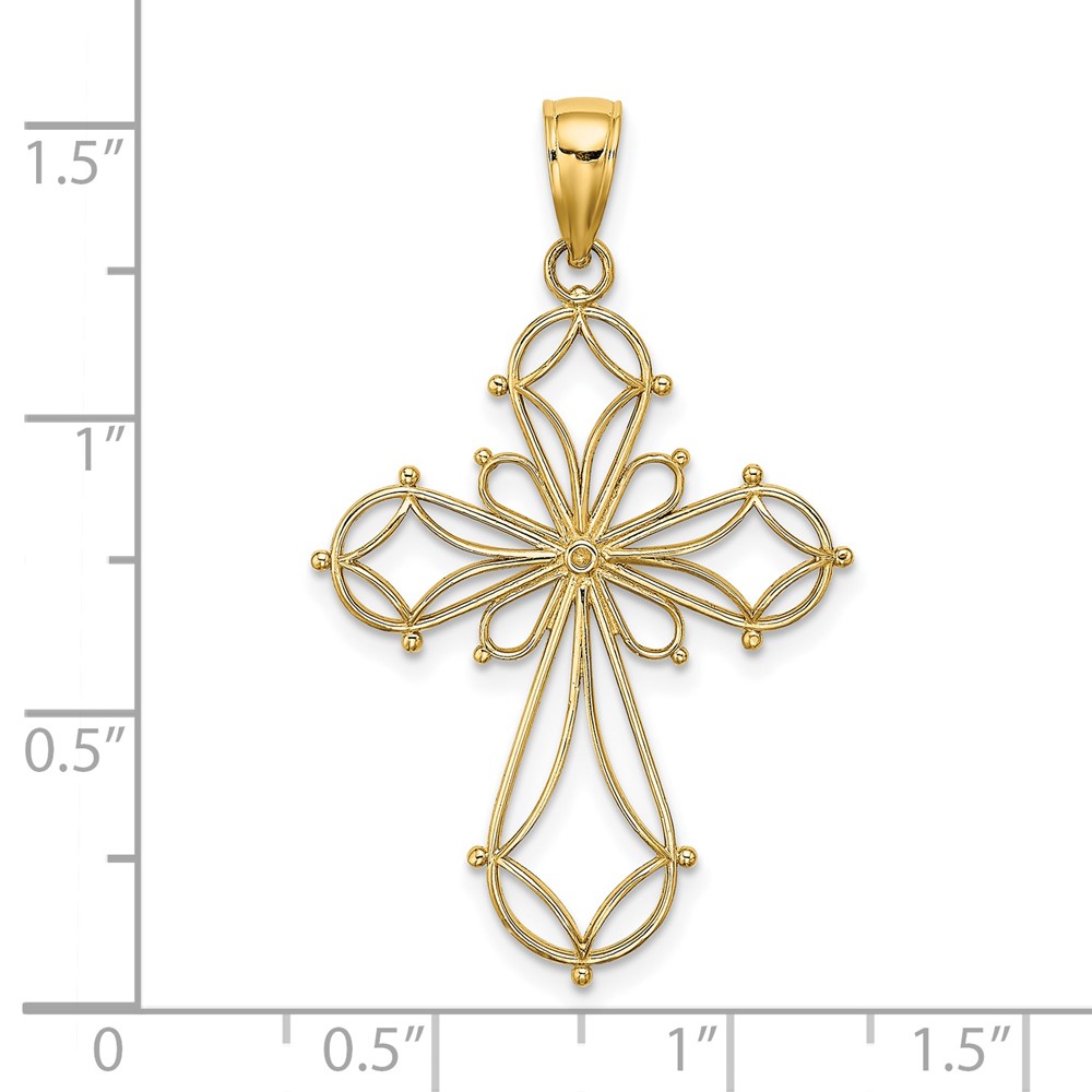 14K Cut-Out Shapes Fancy Cross Charm (K8332)
