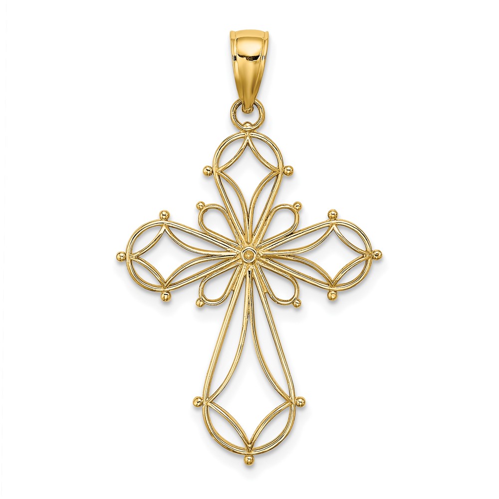 14K Cut-Out Shapes Fancy Cross Charm (K8332)