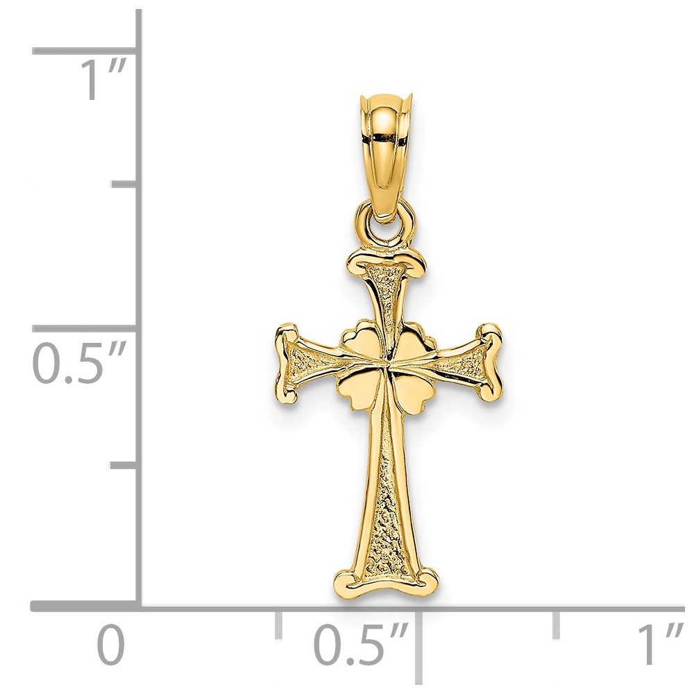 14K 4-Leaf Clover Cross Charm (K8337)
