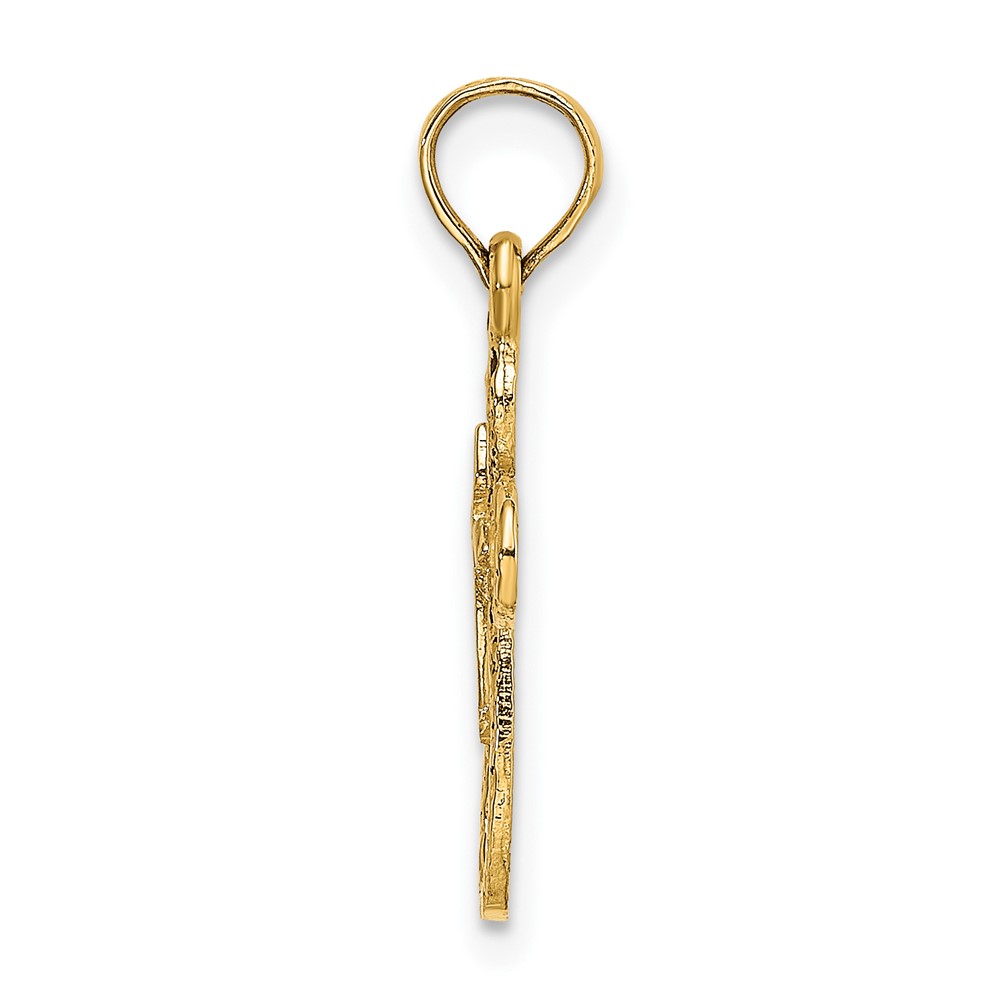 14K Cut-Out Cross w/ Small Interior Cross Charm (K8338)