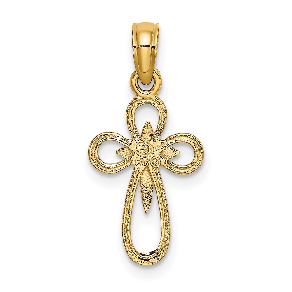 14K Cut-Out Cross w/ Small Interior Cross Charm (K8338)