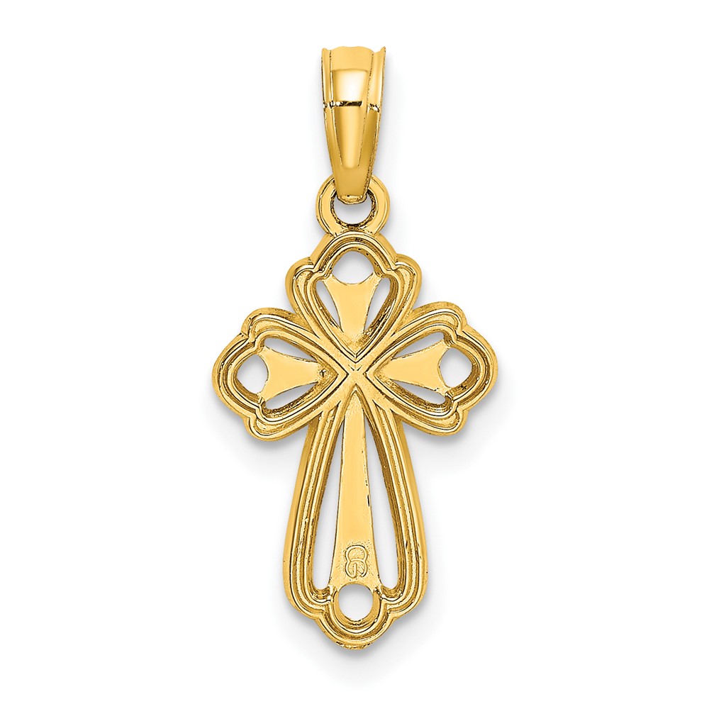 14K Cut-Out Polished and Textured Cross Charm (K8339)