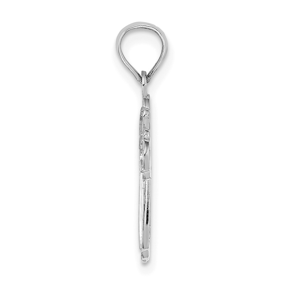 14K White Gold Cut-Out Polished and Textured Cross Charm (K8339W)