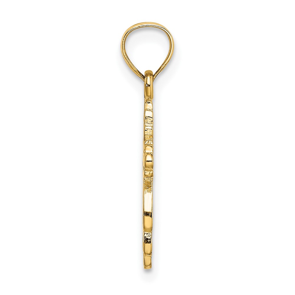 14K Solid Polished and Textured Cross Charm (K8340)