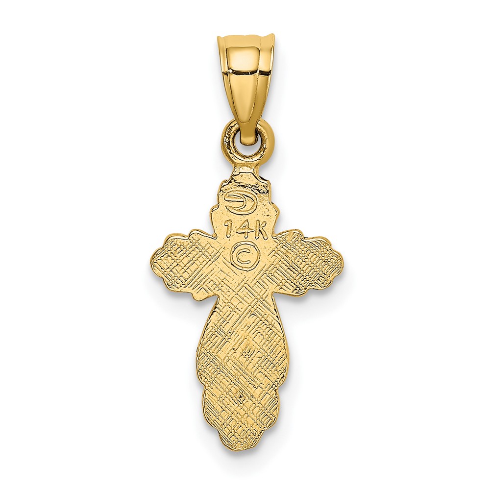 14K Solid Polished and Textured Cross Charm (K8340)
