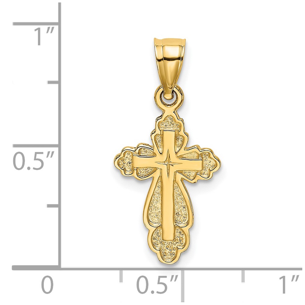 14K Solid Polished and Textured Cross Charm (K8340)