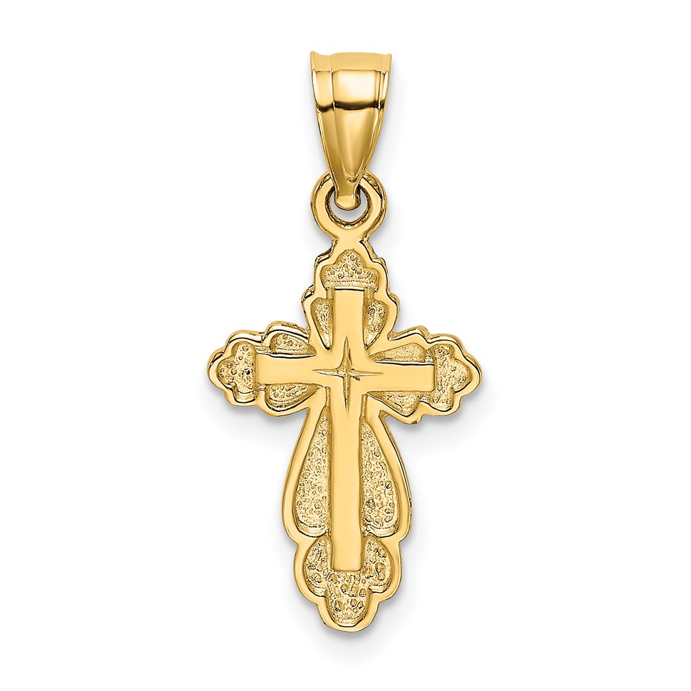14K Solid Polished and Textured Cross Charm (K8340)