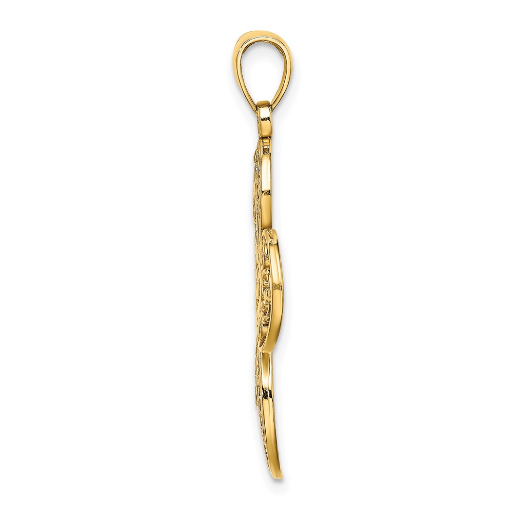 14K Cut-Out w/ Rounded Tips Filigree Cross Charm (K8346)