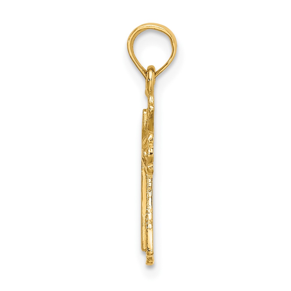 14K Engraved Small Cross w/ X  Center Charm (K8348)