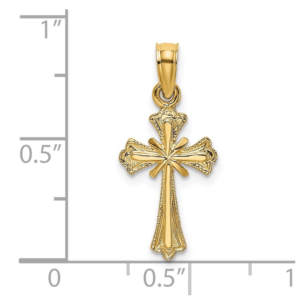 14K Engraved Small Cross w/ X  Center Charm (K8348)