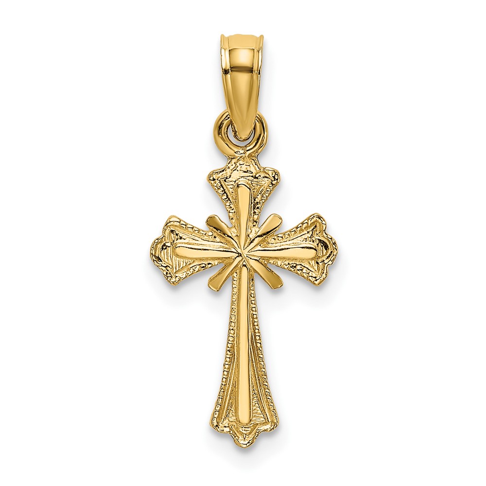 14K Engraved Small Cross w/ X  Center Charm (K8348)