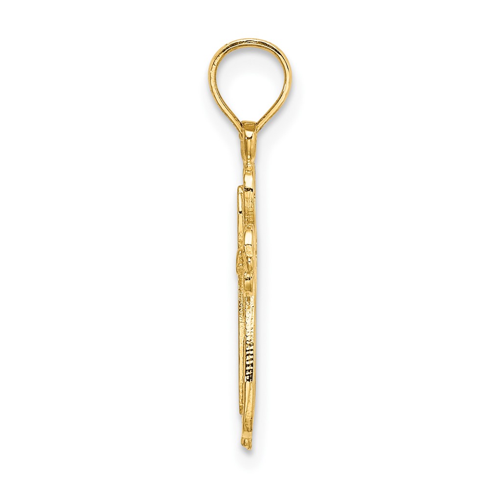 14K Polished and Cut-Out Engraved Cross Charm (K8350)