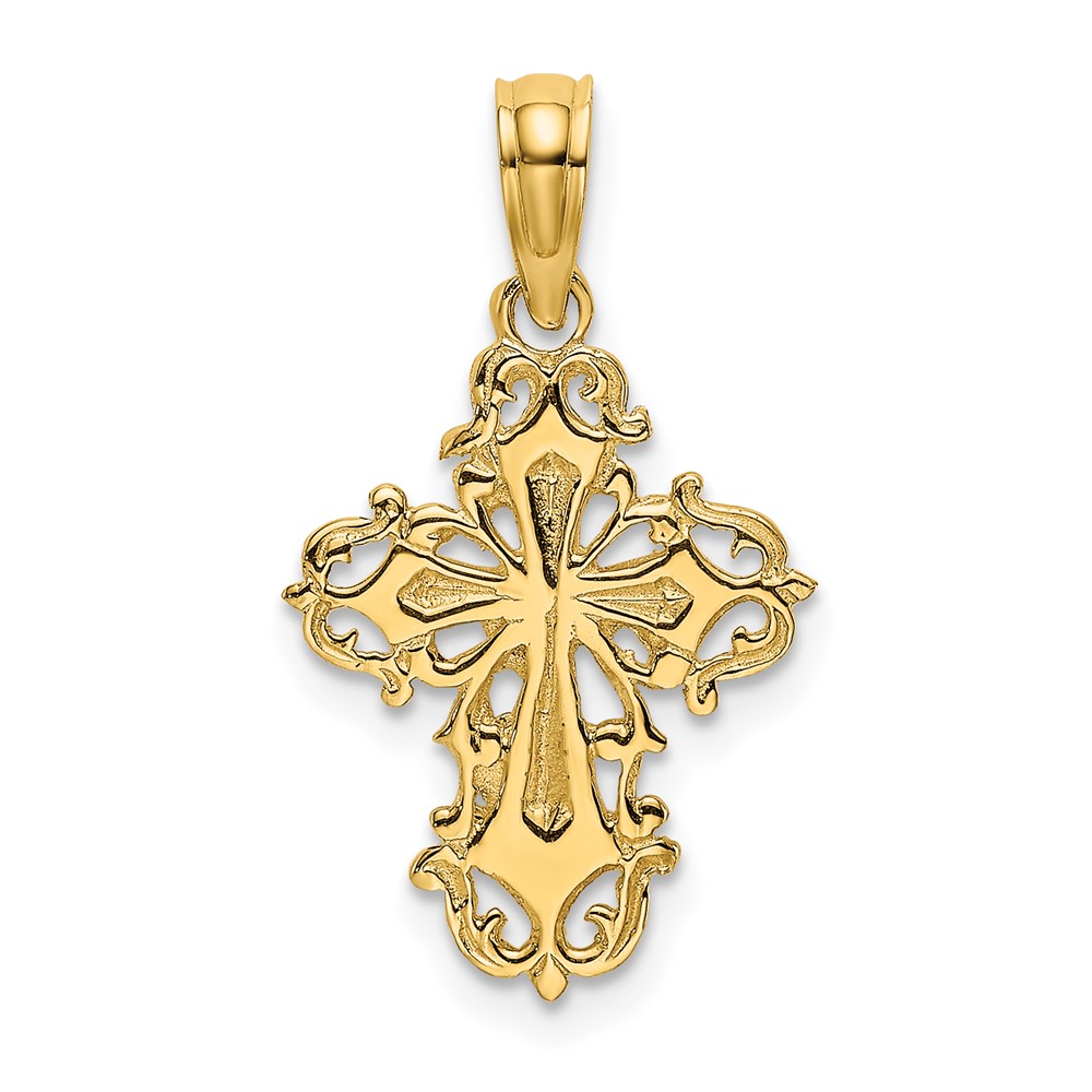 14K Cut-Out Delicate Cross Charm (K8352)
