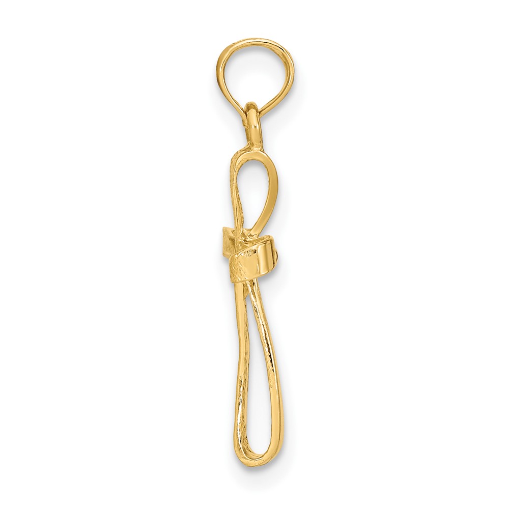 14K 3-D Engraved Polished Twisted Cross Charm (K8353)