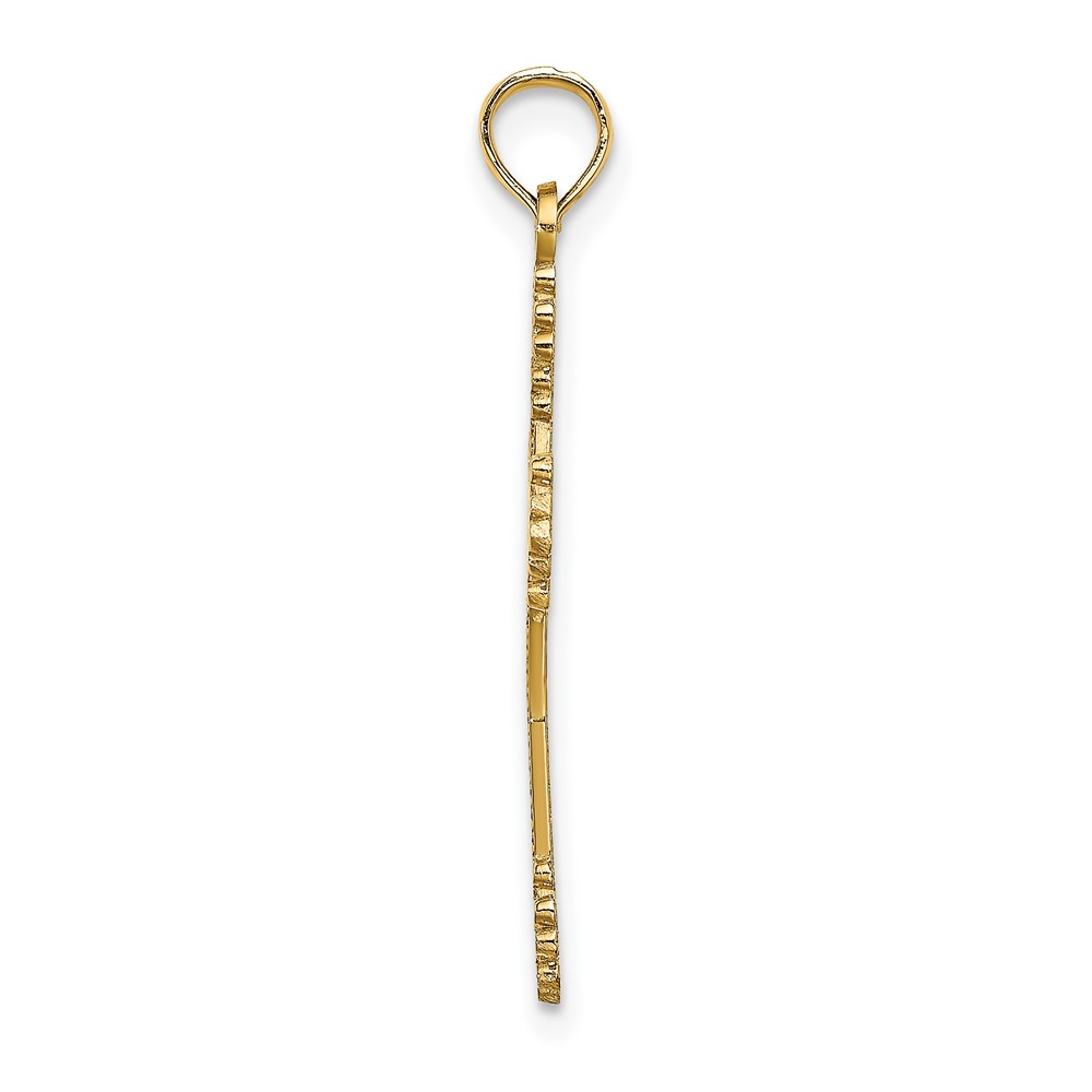 14K Beaded Tip Cross w/ Heart Center Charm (K8366)