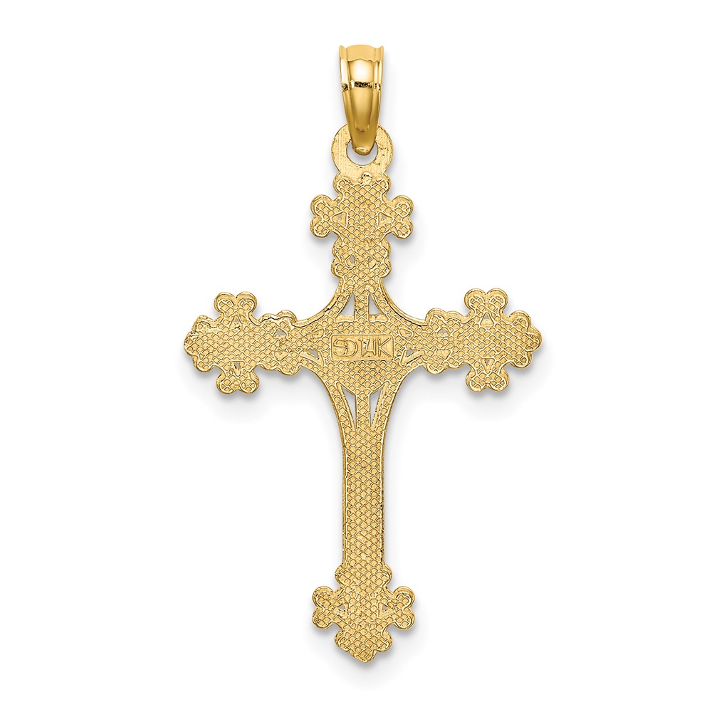 14K Beaded Tip Cross w/ Heart Center Charm (K8366)