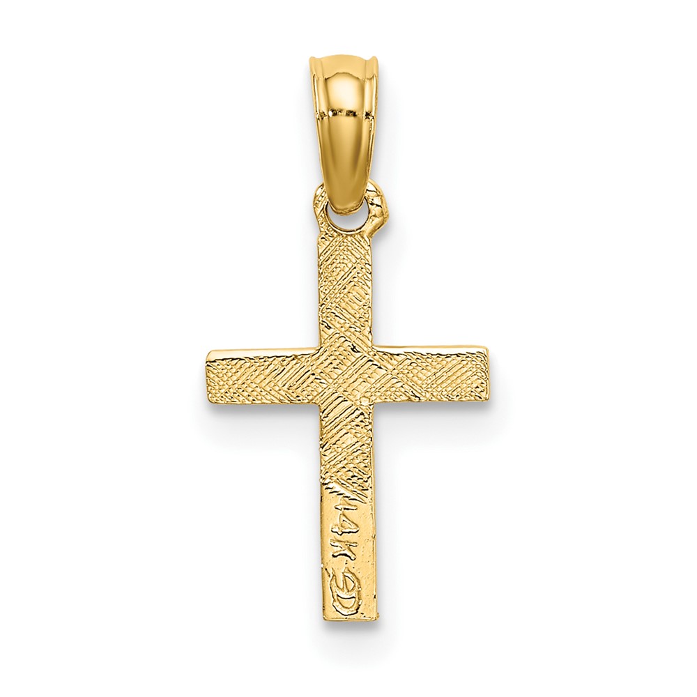 14K Polished Mini Cross w/ Heart Charm (K8367)