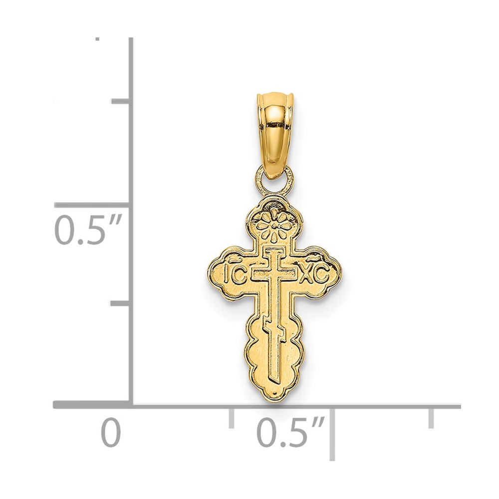14K Mini Eastern Orthodox Cross Charm (K8377)
