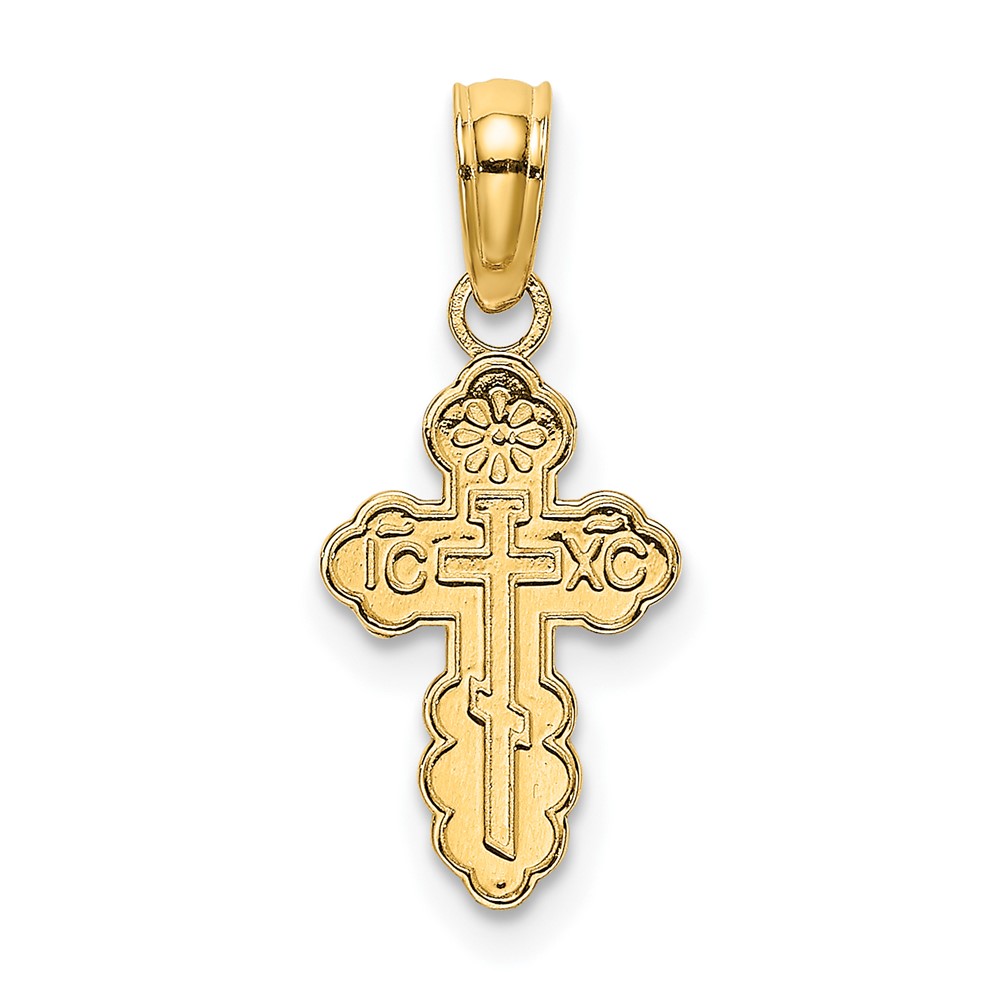 14K Mini Eastern Orthodox Cross Charm (K8377)