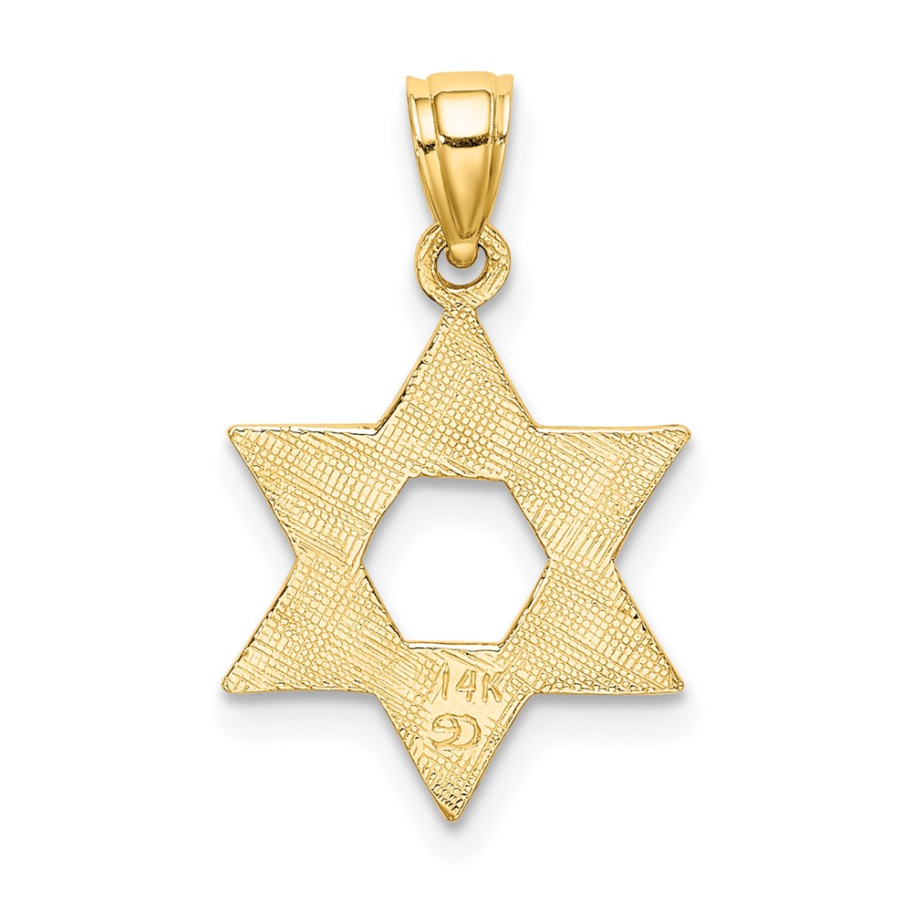 14K Engraved Swirls Star Of David Charm (K8383)