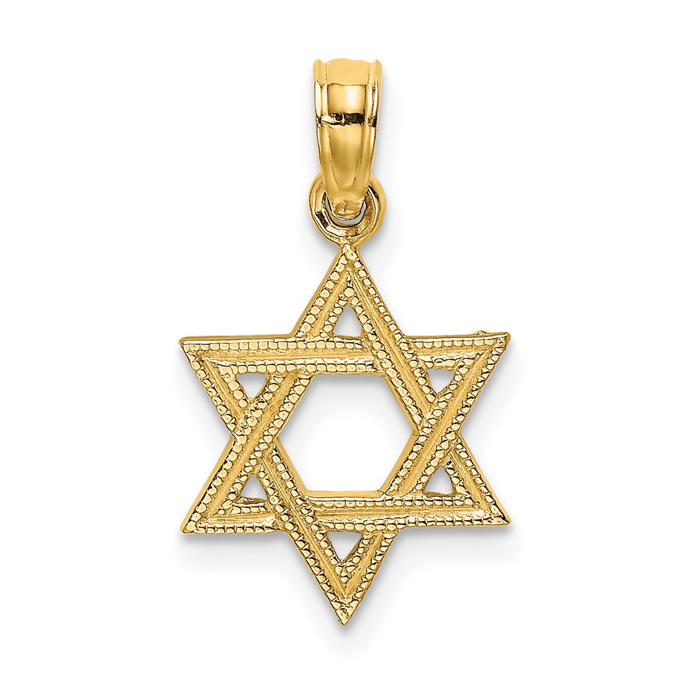 14K Engraved Star Of David Charm (K8384)