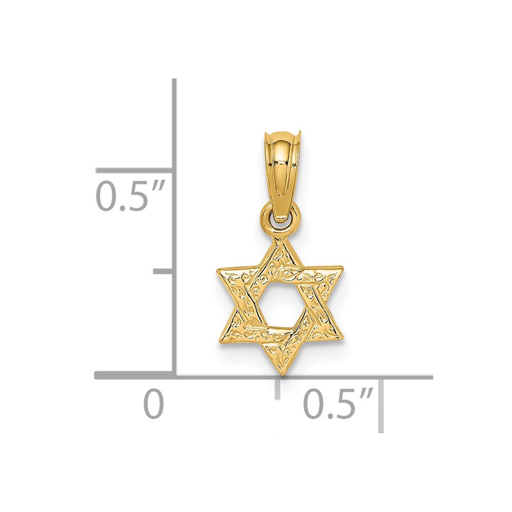 14K Mini Star Of David w/ Engraved Swirl Charm (K8385)