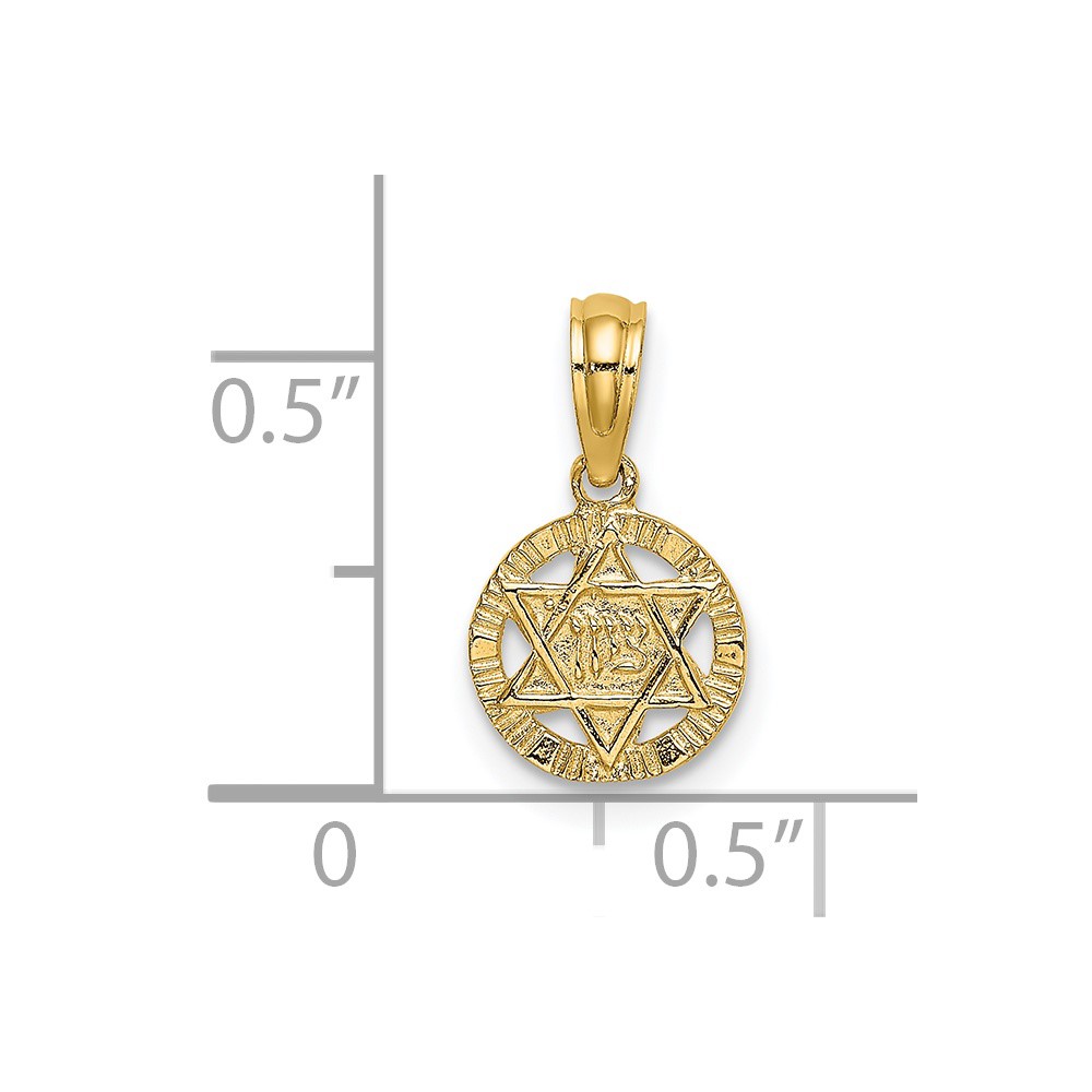 14K Engraved Star Of David Charm (K8387)
