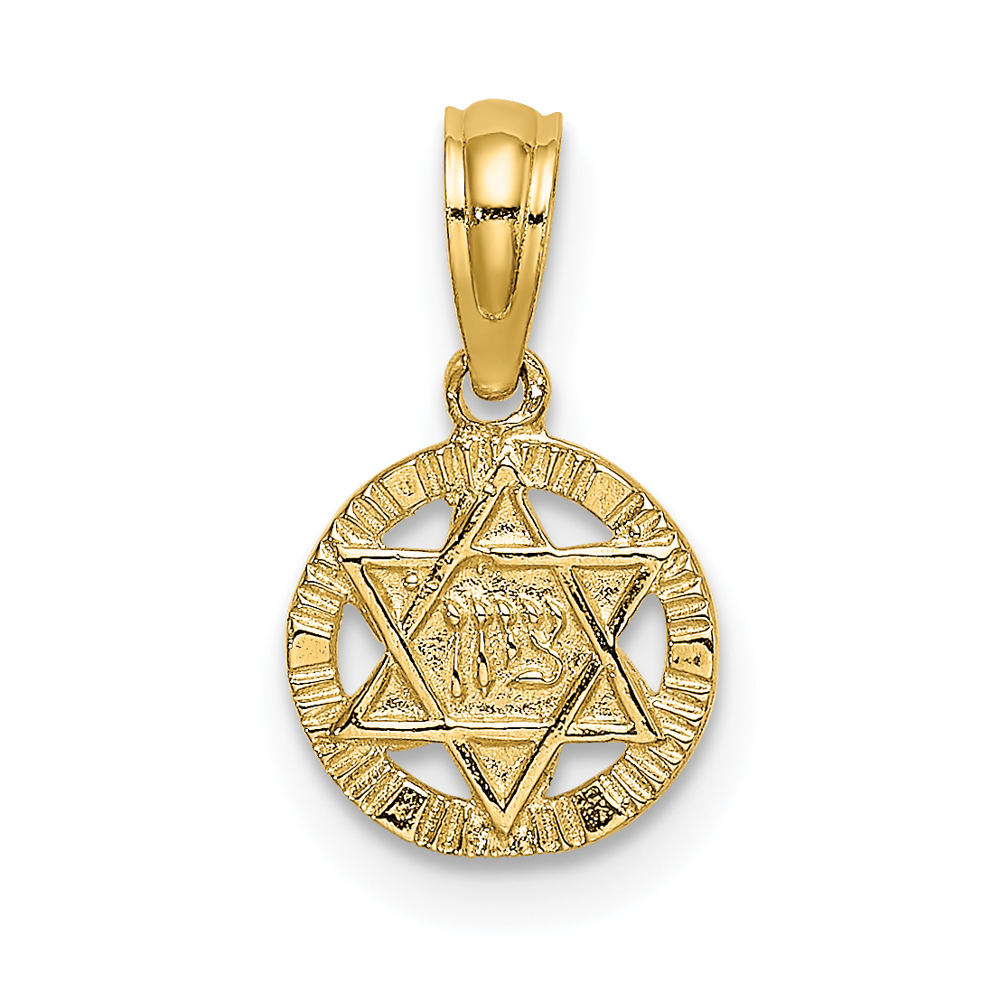 14K Engraved Star Of David Charm (K8387)