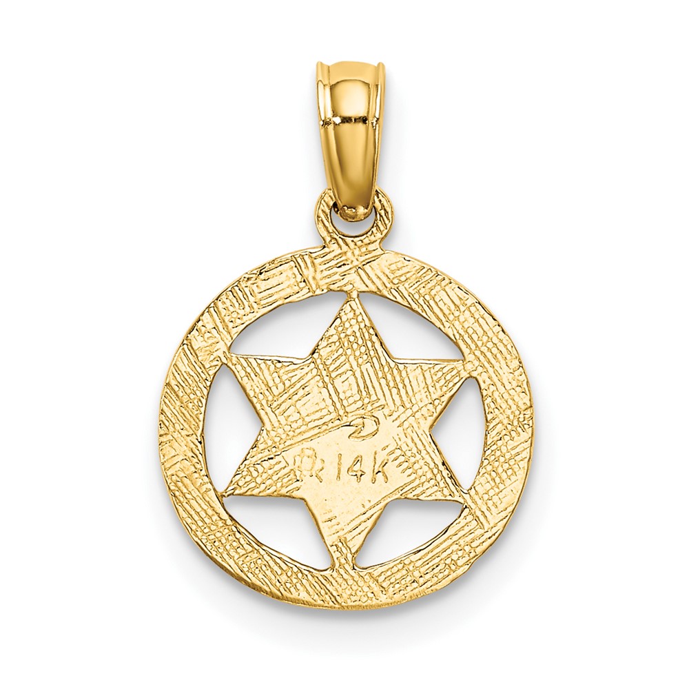 14K Engraved Star Of David In Circle Charm (K8388)