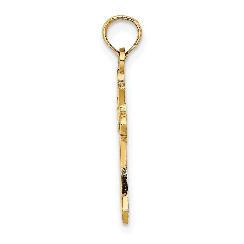 14K Polished Cross w/ Heart Charm (K8391)