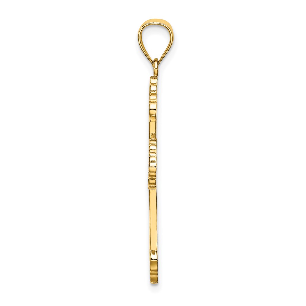 14K Flower Center Scroll Cross Charm (K8392)
