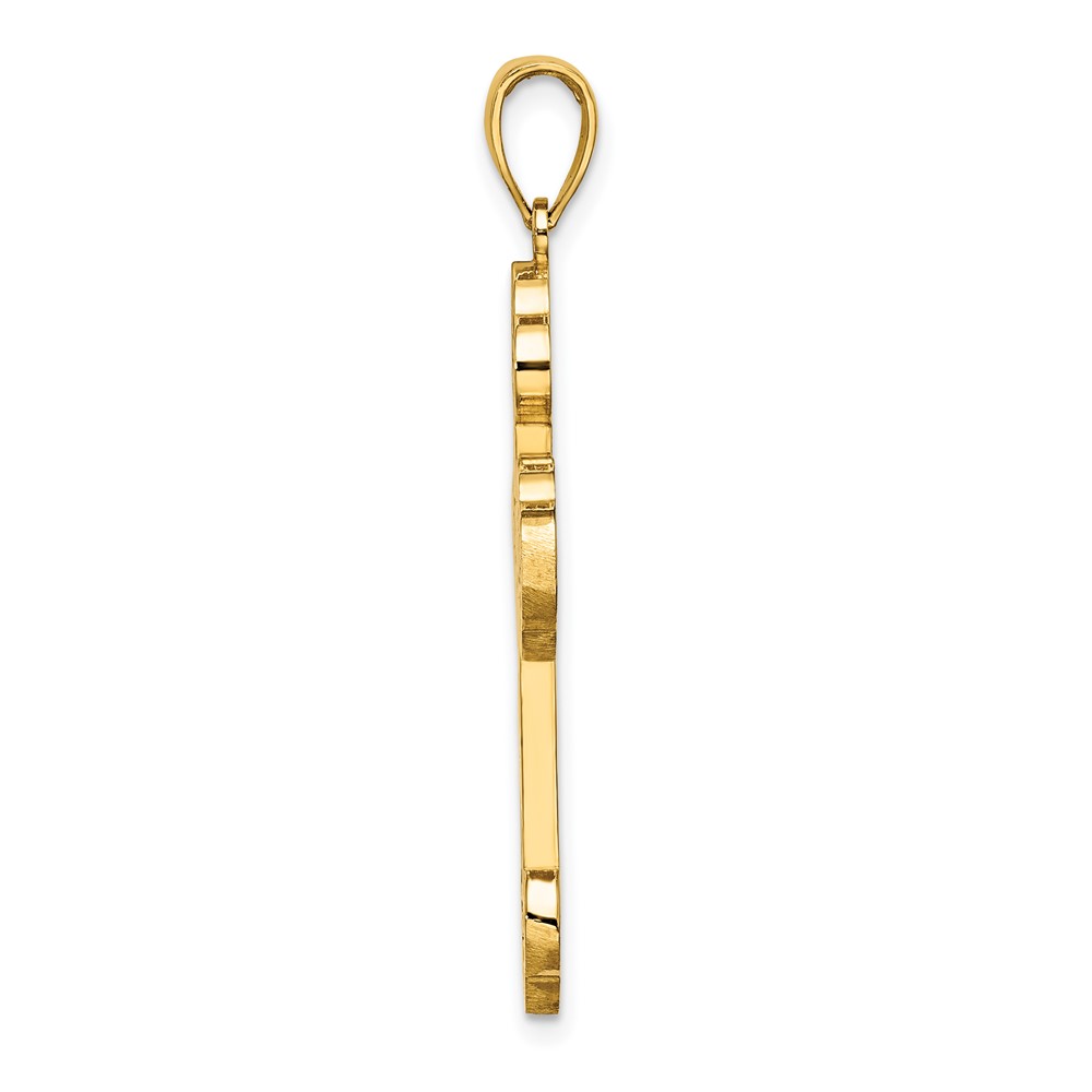 14K Scroll Cross W/ Sunburst Center Charm (K8393)