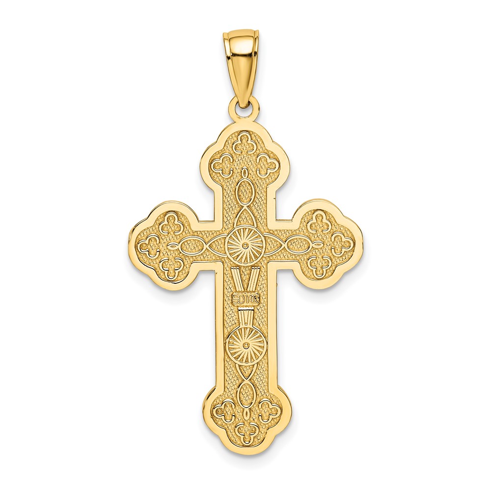 14K Scroll Cross W/ Sunburst Center Charm (K8393)