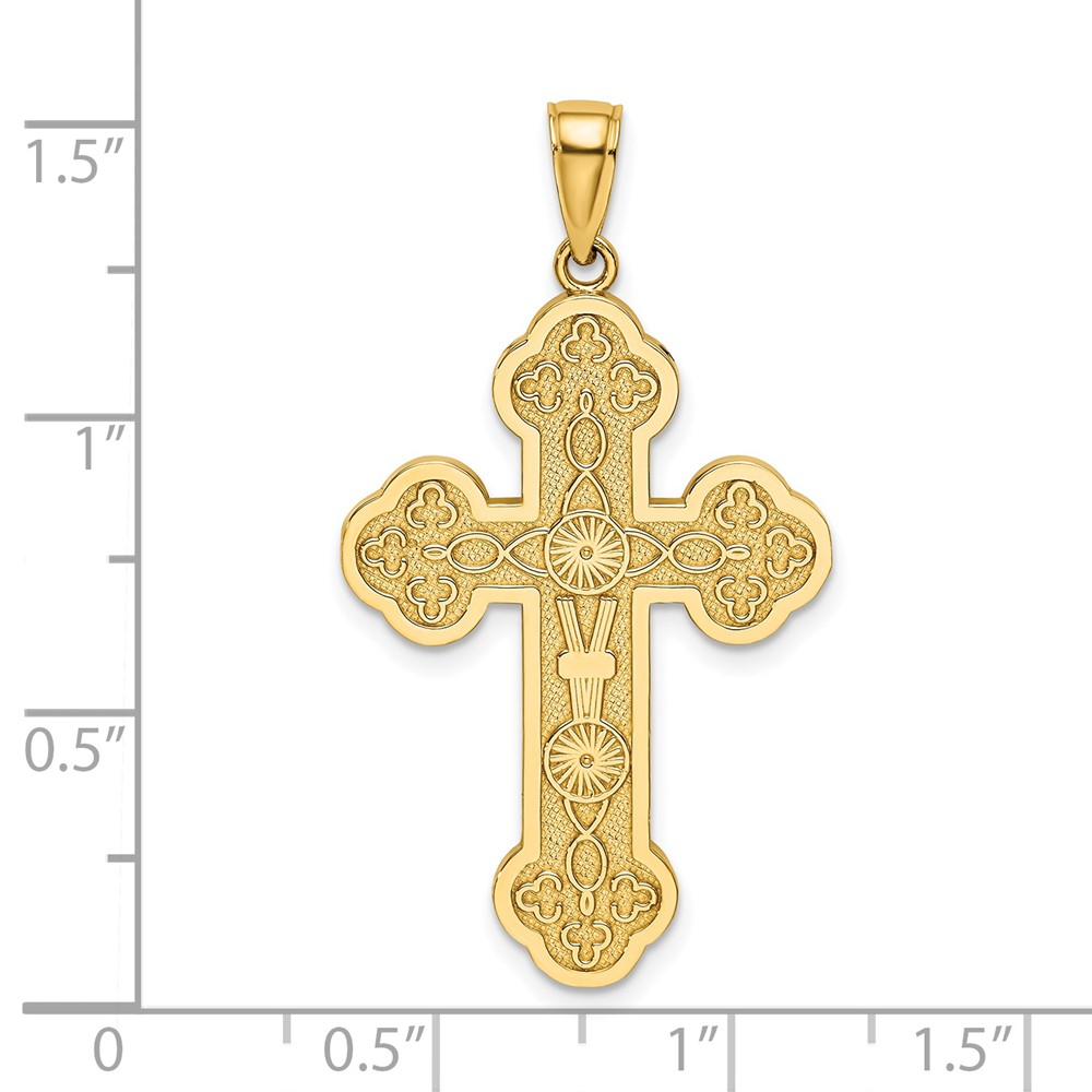 14K Scroll Cross W/ Sunburst Center Charm (K8393)