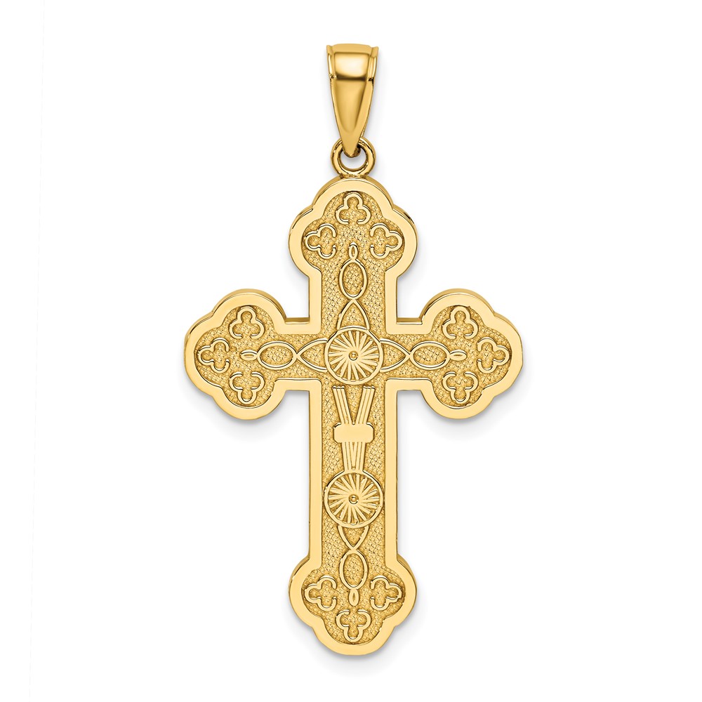 14K Scroll Cross W/ Sunburst Center Charm (K8393)