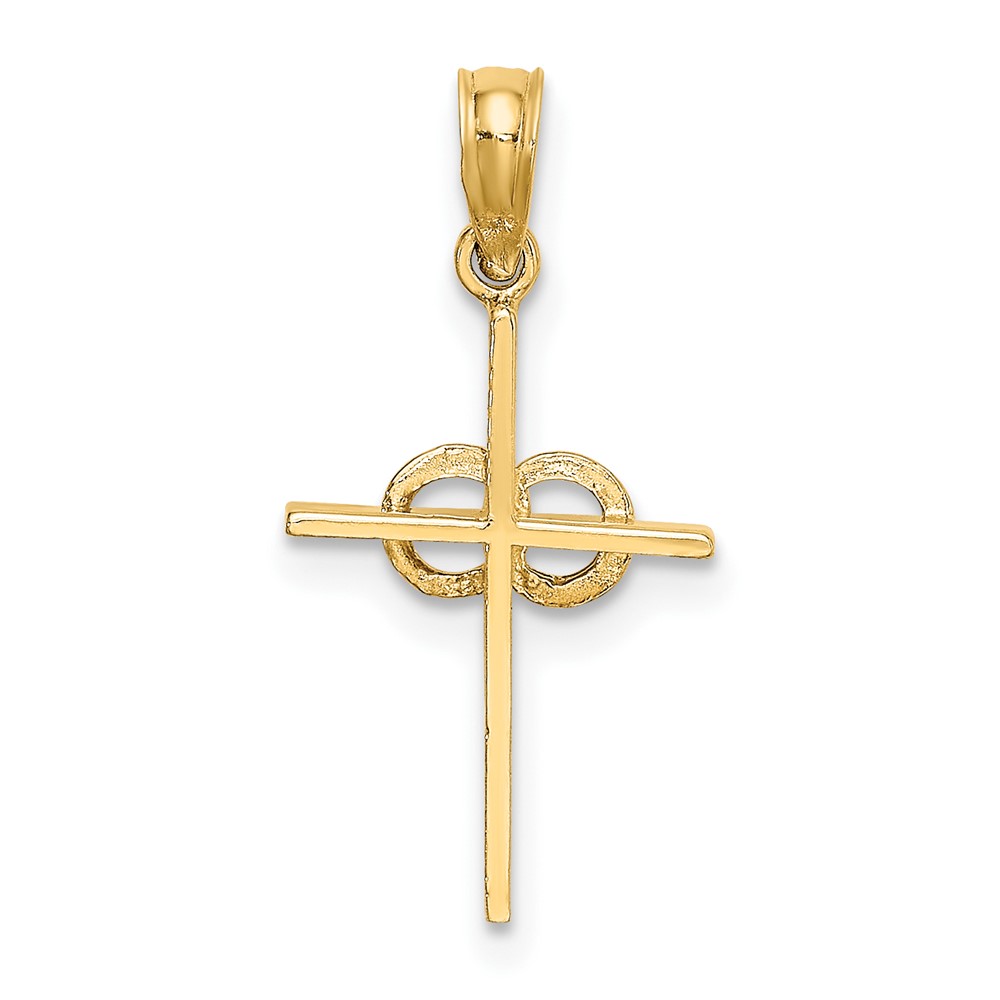 14K Polished Infinity Circles Cross Charm (K8398)