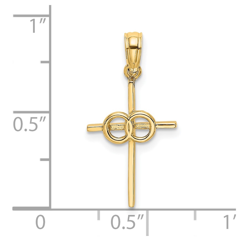 14K Polished Infinity Circles Cross Charm (K8398)