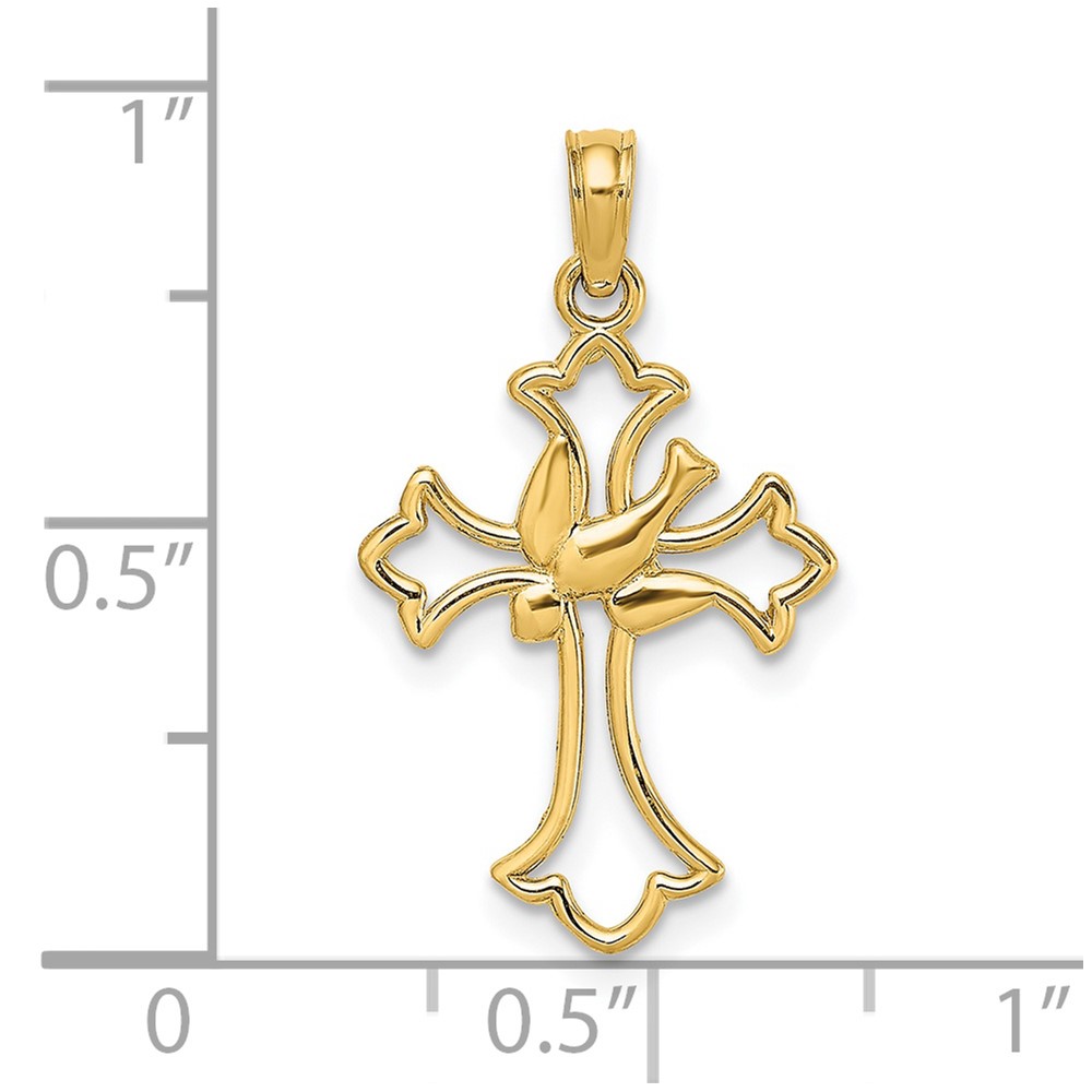 14K Cut-Out Dove Center Cross Charm (K8399)