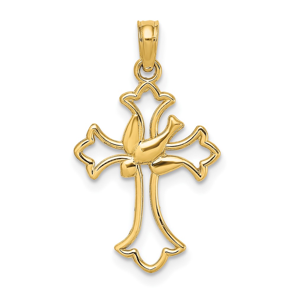 14K Cut-Out Dove Center Cross Charm (K8399)