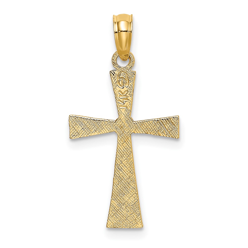 14K Engraved Cross W/Flared Tips Charm (K8408)