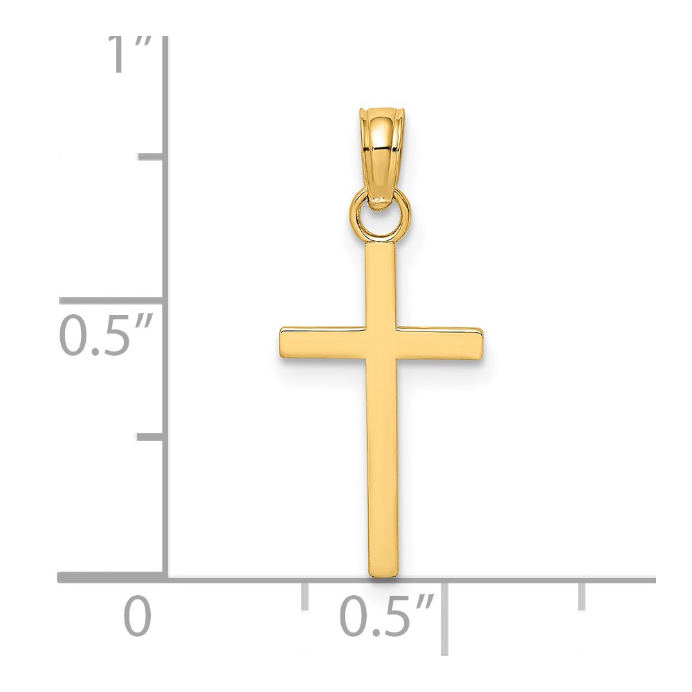 14K Polished Small Cross Charm (K8410)