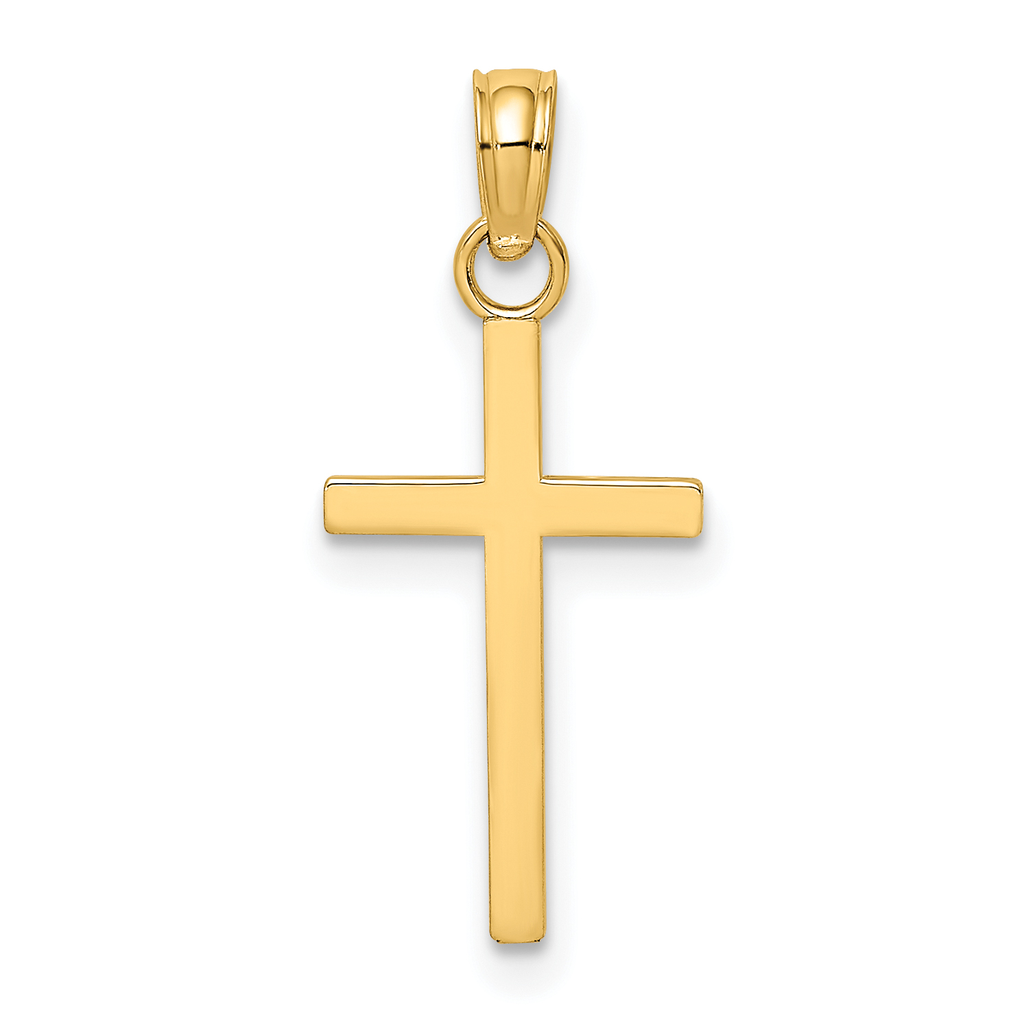 14K Polished Small Cross Charm (K8410)
