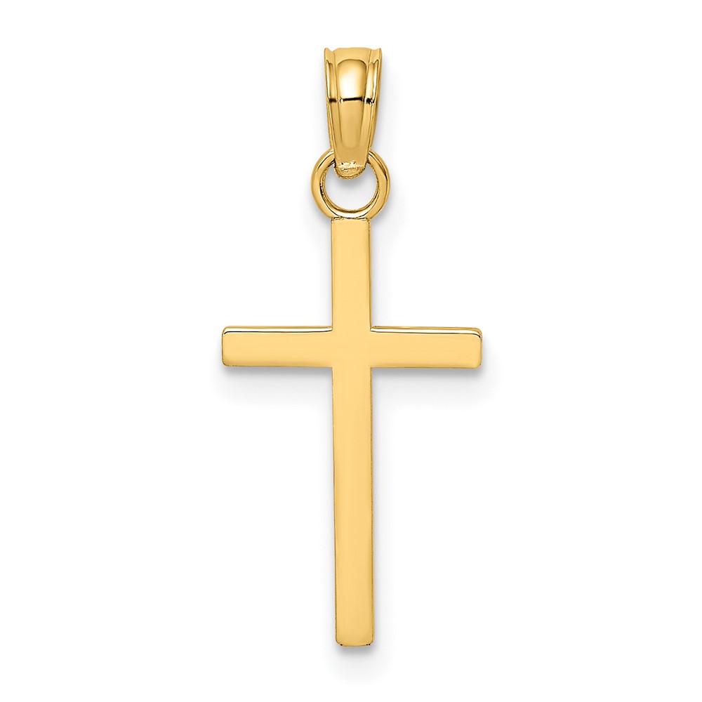 14K Polished Small Cross Charm (K8410)