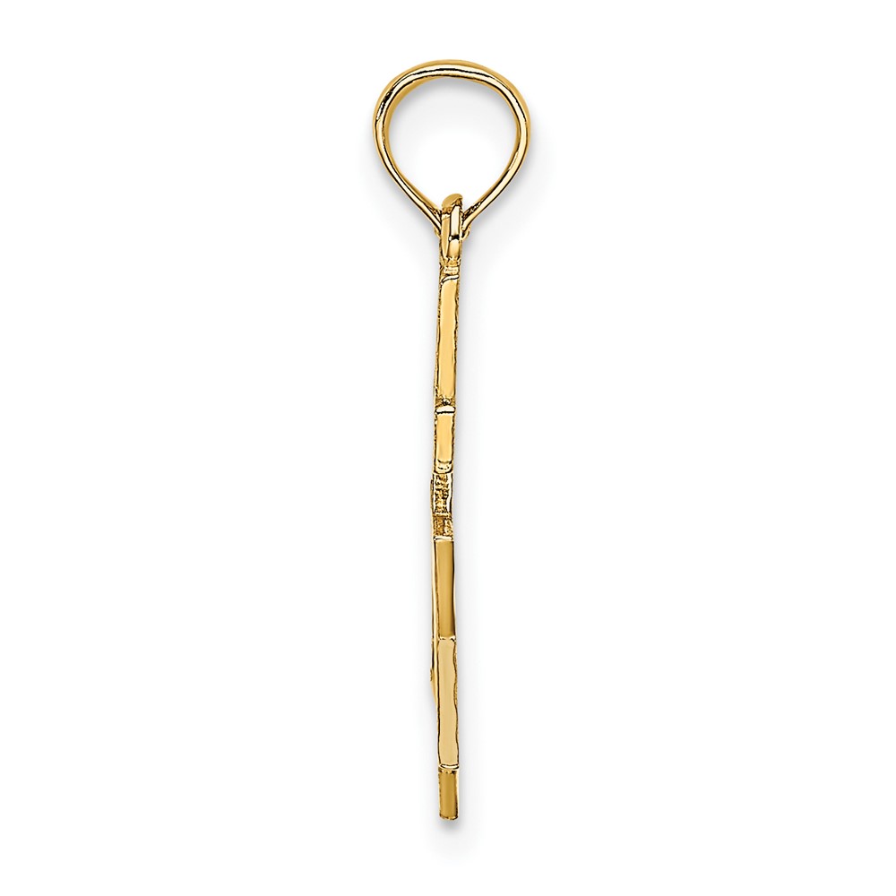 14K Polished / Engraved Star Of David and Cross Charm (K8412)