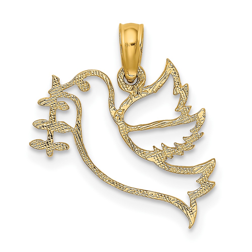14K Cut-Out Dove with Olive Branch Charm (K8414)